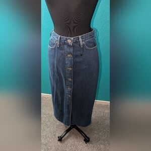 Banana Republic Dark Blue Button-Front Jeans Skirt